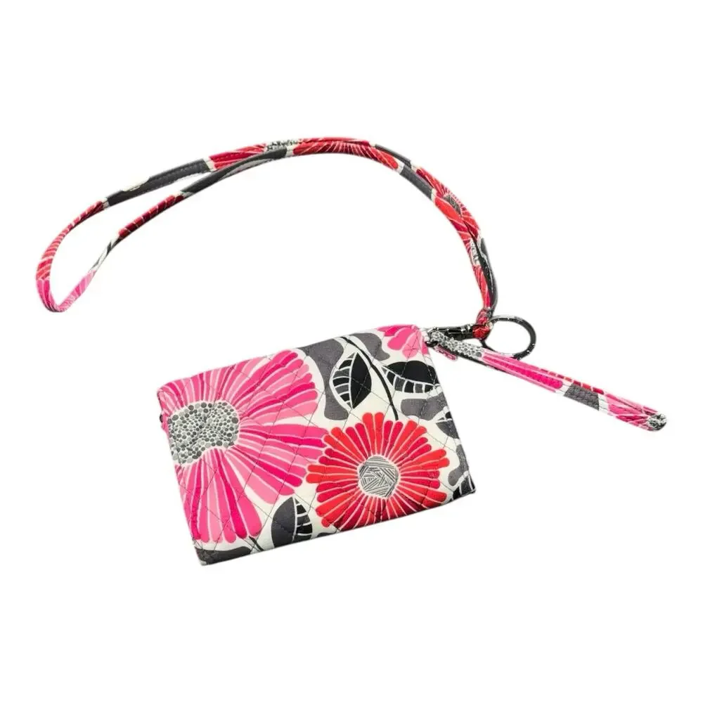 Vera Bradley Cherry Blossoms Red Pink Gray Floral Turn Lock Wristlet - Picture 7 of 7